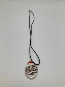 Handmade Santa Ceramic Pendant Necklace Shiny Finish Holiday Decor Gift Idea - Picture 1 of 7