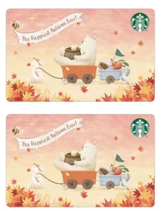 Starbucks Corea 2021 Autunno Stagionale Card Limited Carta Carta 2pz Tracciamento Numero - Foto 1 di 2