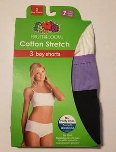 FruitOfTheLoom Women's 3 Pair Boy Shorts Cotton Stretch Underwear Panties 7L - Picture 1 of 2