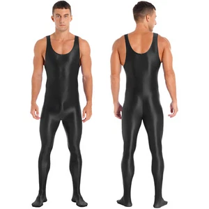 Para hombres Sin mangas Cuerpo Completo Mono Lencería Brillante Brillante Medias Ropa de noche - Imagen 1 de 111