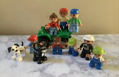 Lego Duplo Lot of 11 - 8 Figures + 2 Animals- Black Cat, Dalmatian Dog + Car - Image 1 of 4