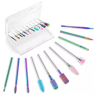 11 Pcs Nail Drill Bits Set Rotary Pedicure Manicure Tools Nail Art Kit - Picture 1 of 6