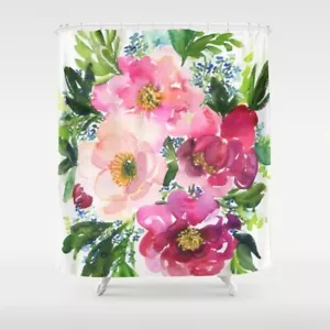 5 Pink Peonies in Watercolor Shower Curtain - Picture 1 of 1