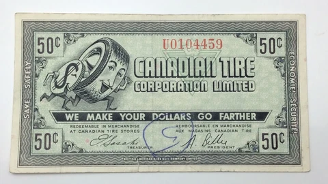 1962 Canadian Tire Money 50 Cents Circulated Note We Make Your Dollars Go E167 Cover