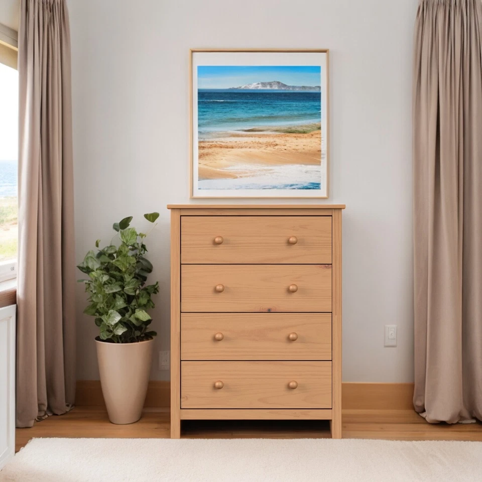 Сундук 4 ящика 30 дюймов из массива дерева - спальня, шкаф, гостиная - Изображение 1 из 4