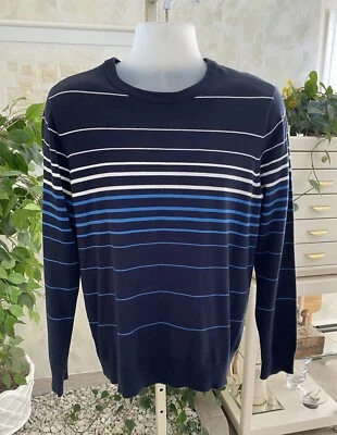 EUC Quiksilver Men’s Sweater Size Medium Navy With White, Blue  Stripes — 第 1/3 张图片