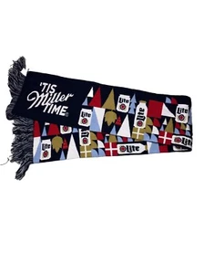 Miller Lite Christmas Scarf Holiday Blue 'Tis Miller Time 55 Inches Long - Picture 1 of 1