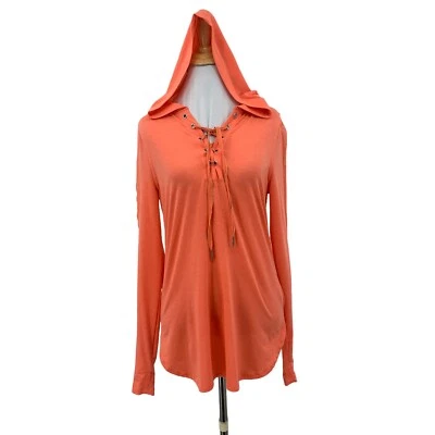 Sudadera con Capucha Atlética Nanette Lepore Para Mujer Mediana Nectarina Ligera Paneles de Malla Foto 1 de 4