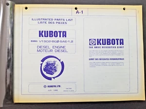Kubota Model V1902-BG2-SAE 1,2 Diesel Engines Parts Catalog Manual - Picture 1 of 6
