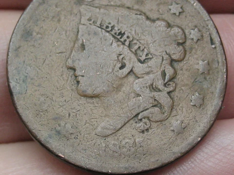 1835 Matron Head Large Cent Penny, Head of 1836, Good Details Cover