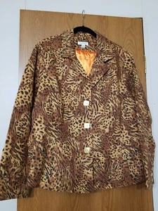 QVC Joan Rivers Womens Jacket Sz 2X Brown Leopard Animal Print Blazer Career - Picture 1 of 4