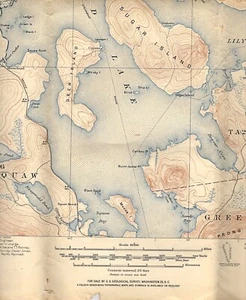 1950 Map Moosehead Lake Maine Repro 1922 Ed. Geological Survey Color - Picture 1 of 2