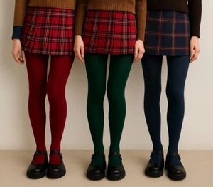 Junior Teen Girls Navy red School Color Pantyhose Stockings Tights 9-12 Year - Picture 1 of 33
