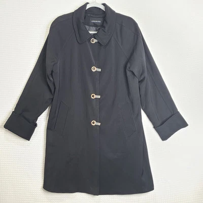 Abrigo de lluvia largo negro grande London Fog para mujer forrado con cuello (sin capucha) Foto 1 de 4