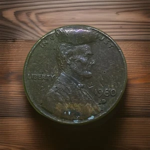 1980 D Penny With Huge Cud Above Abraham Head - Picture 1 of 2