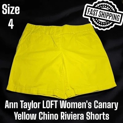 Pantalones Cortos Ann Taylor LOFT Para Mujer Amarillo Canario Riviera Talla 4 Chino ¡ENVÍO RÁPIDO! Foto 1 de 4