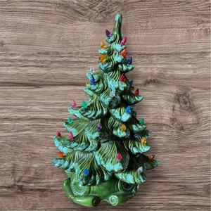 VTG Ceramic Christmas Tree W/ Music Box 16” Missing 3 Lights/Topper W/Bulb Works - Picture 1 of 6