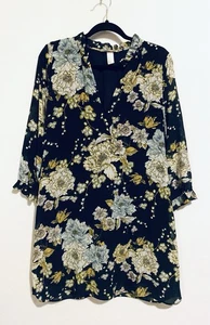 Vestido para mujer H and M 14 azul floral manga 3/4 cuello en V volantes cuello cottagecore - Imagen 1 de 5