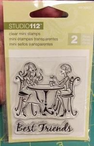 Studio 112 Unopened set of 2 Clear Mini Stamps - Best Friends w/ 2 ladies - Picture 1 of 4