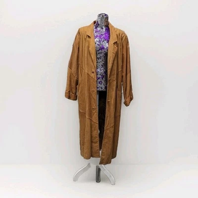 Vintage Avanti Size Large Camel Brown Genuine Leather Oversized Long Trench Coat - Image 1 of 4