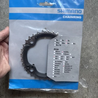 32T SHIMANO DEORE XT FC-M770-9 104mm PCD 4 HOLE  B-Type Chainring AE Triple - Image 1 of 4