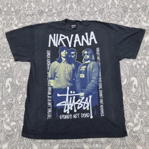 Vintage Stussy Nirvana Grunge Is Not Dead Shirt XL Graphic Print 90s Kurt Cobain - Picture 1 of 6