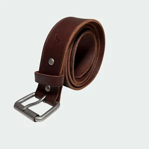 Cintura uomo Hollister American Eagle Outfitters in pelle marrone con fibbia in metallo - Foto 1 di 8