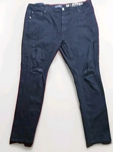 Serenede Jeans Uomo 44 Nero Distresed Denim Lavaggio Scuro Strappato aderente Skinny - Foto 1 di 19
