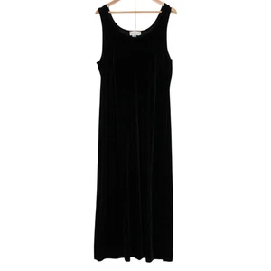 Vintage schwarz Samt Maxikleid Witchy Whimsigoth Abend Y2K minimalistisch Größe 18W - Bild 1 von 5