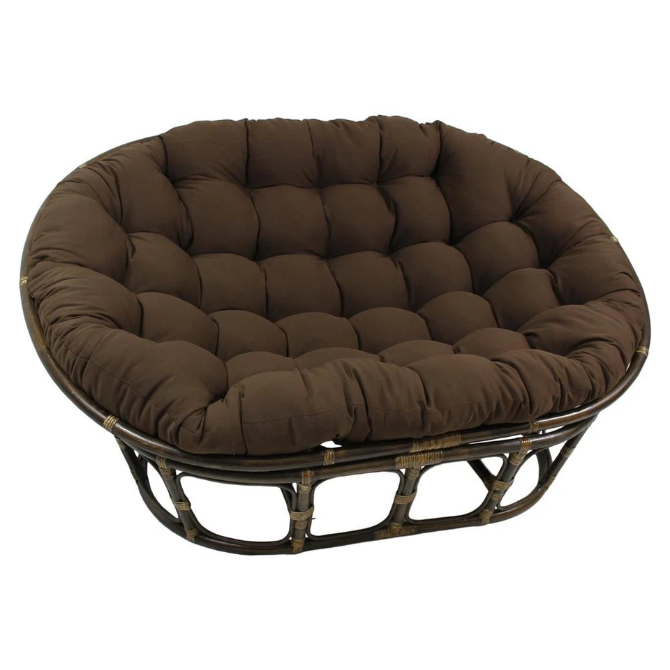 Rattan Double Papasan  Chair with Twill Cushion - Image 1 of 1