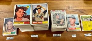 1961 Topps Baseball Cards 1-225 (P-NM) - You Pick - Complete Your Set