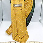 Neiman Marcus Cross-links w Polka Dots Silk Necktie Gold and White 62x3.5” L