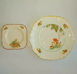Vintage 1930s Art Deco Floral 9.5" & 5.25" Plates by H & K Tunstall, England EUC - Picture 1 of 6