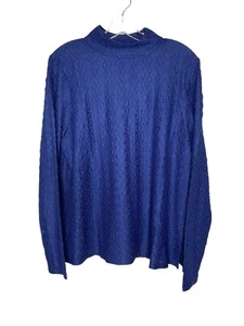 Isaac Mizrahi Live! Textured Mock-Neck Long-Sleeve Top Blue Size Medium New - Picture 1 of 8