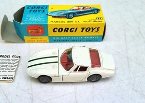 Corgi 324 Marcos Volvo 1800 GT Diecast Toy Car w Box GT Britain 1960s - Picture 1 of 12