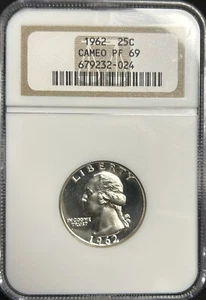 1962 Washington Silver Quarter PF 69 CAMEO NGC Old Holder BX9-48 - Picture 1 of 2