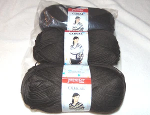 3 Knäuel Premier Coral Markengarn Acryl dunkelbraun 3,5 oz/100g Türkei NEU - Bild 1 von 3