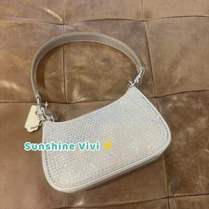 Coach Teri Mini Crossbody Bag Silver Leather Crystal CW322 Shoulder Bag Glam - Picture 1 of 10