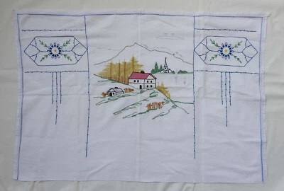 Vintage Embroidered Wall Tapestry Hand Embroidery Rustic 31" 80cm - Image 1 of 4