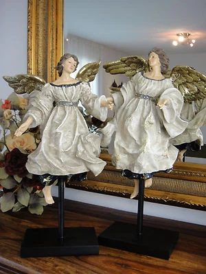 "HANDGEFERTIGT" Conjunto de figuras de ángeles de lujo antiguo barroco decoración estatua noble pareja de ángeles putte escultura