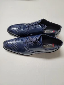 Bolano Snake Print Lace Up Mens Formal Oxford Dress Shoes Blue Size 10.5 - Picture 1 of 9