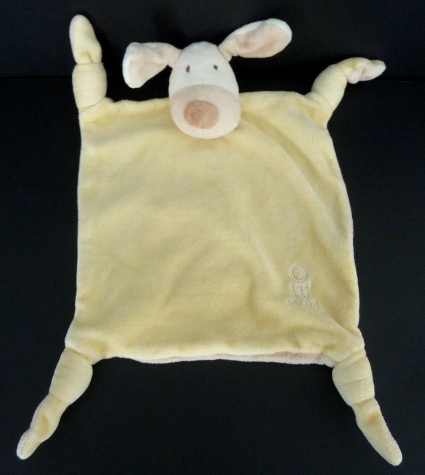 49. DOUDOU PLAT OBAIBI OKAIDI CHIEN jaune blanc beige OB poche rose EXC. ETAT - Photo 1/3