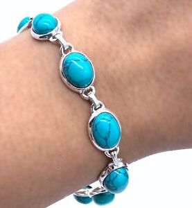 Genuine Designer Turquoise Sterling Silver 925 Ladies Bracelet Bangle Gemstone