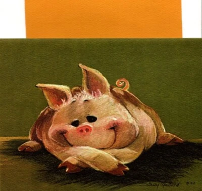 Tarjeta de felicitación en blanco Suzy Spafford Pink Pig Sty Farm Suzy's Zoo de colección de los años 70 Foto 1 de 2