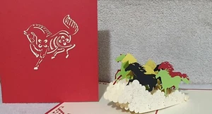 3D Pop up Horses Racing/Successful Code Card.( Birthday, Congrats.. Blank ) - Picture 1 of 5