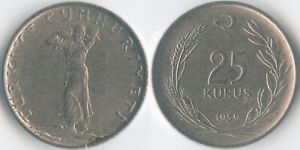 Turkey 1959 25 Kurus KM# 892.1 Woman Turkish Salvar Wreath Mintage: 21,864,000