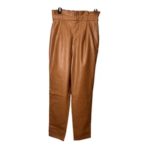 Steve Madden Faux Leather High Rise Ankle Paperbag Pants. NWT. Caramel Cafe. Med - Picture 1 of 14