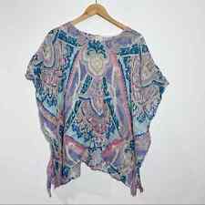 Chico’s Pastel Ikat Linen Poncho Lightweight Pastel Colors Size Small/Medium