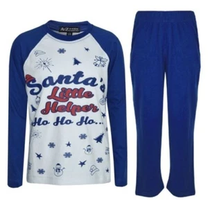 Kids Girls Boys PJs Santas Little Helper Stylish Color Cotrast Pajamas Set 5-13 - Picture 1 of 12