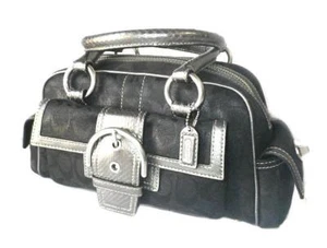 Coach Soho Ltd Ed Snakeskin Metallic Black Signature C Sm Tote Bag Purse Satchel - Picture 1 of 1